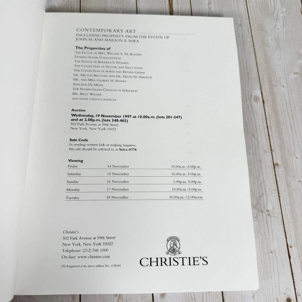 Christie's Contemporary Art Auction Catalog Part II 1997 Warhol Basquiat